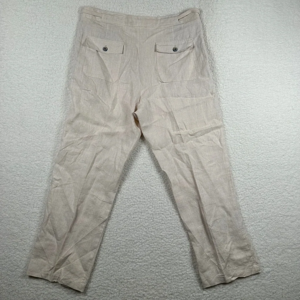 Tasso Elba Island Mens 34x30 Oatmeal Beige 100% Linen Drawstring Pants Coastal